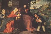 Palma Vecchio The Adoration of the Shepherds with a Donor (mk05) china oil painting artist